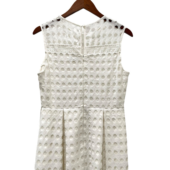 Calvin Klein Womens White Eyelet Lace Fit and Flare Dress Sleeveless Size Medium - Picture 7 of 10